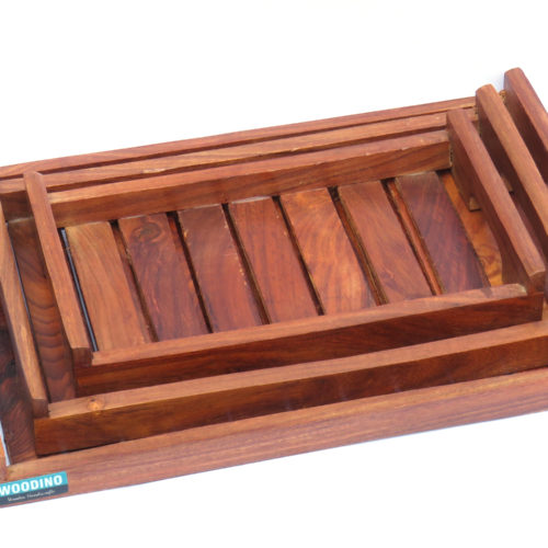 Woodino Decorative Wooden Basket II Sheesham Wood Crates set of 3