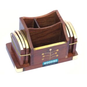 Woodino Tea Coaster - Wooden Pen Holder - MDF wood table coaster - set of 6