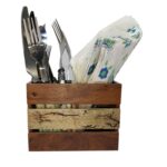 Wooden Kitchen Utensil Holder Wooden Cutlery Holder Storage Box Multipurpose Stand