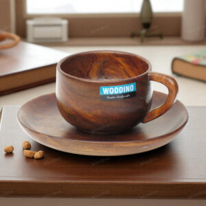 Woodino Sheesham Wood Wine Glass | Single Block Plain | No Joints | Handcrafted Natural Wooden Goblet