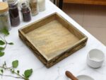 Woodino Mango Wood Serving Tray with Fractal Pattern, Handcrafted Decorative Wooden Tray for Serving, Home Décor, Restaurants & Photoshoots | Artistic Wood Fracking Design | Natural Finish