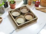 Woodino Mango Wood Fractal Burning Tray with 4 Serving Bowls | Handcrafted Multipurpose Wooden Tray Set for Snacks, Dry Fruits, Decor, Restaurants & Photoshoots | Natural Finish