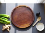 Woodino Sheesham Wood 12-Inch Round Serving Tray with Side Handles - Modern Design, Natural Premium Polish, Natural Shade & Wood Grains