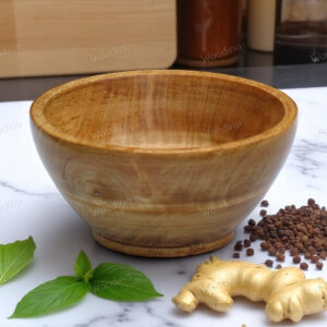 Handcrafted 5x3 Inch Mango Wood Bowl | Yellow Finish Snack & Dry Fruit Serving Bowl
