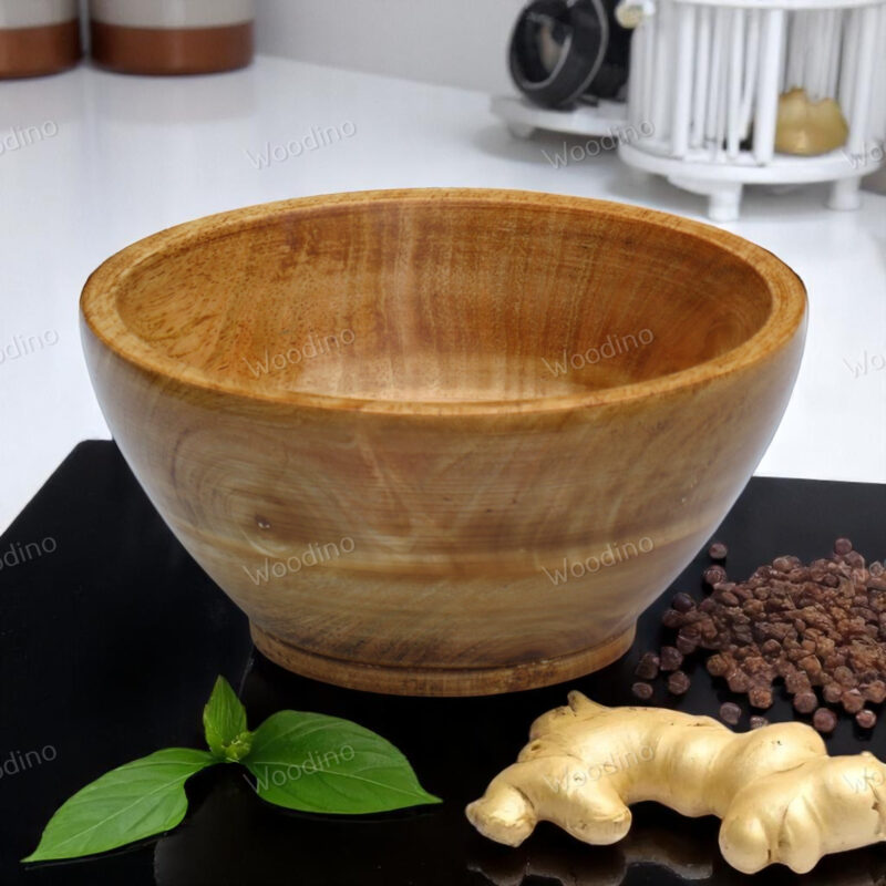 Handcrafted 5x3 Inch Mango Wood Bowl | Yellow Finish Snack & Dry Fruit Serving Bowl