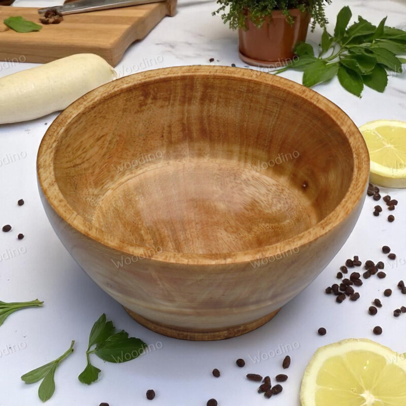 Handcrafted 5x3 Inch Mango Wood Bowl | Yellow Finish Snack & Dry Fruit Serving Bowl