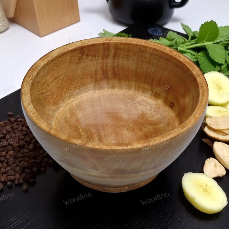 Handcrafted 5x3 Inch Mango Wood Bowl | Yellow Finish Snack & Dry Fruit Serving Bowl