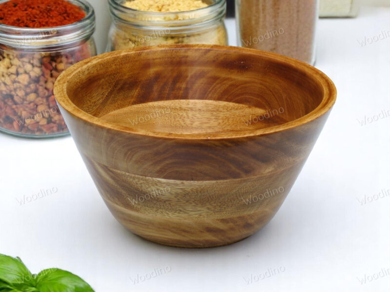 Handcrafted 10x5 Inch Mango Wood Bowl | Yellow Finish Salad & Fruit Serving Bowl