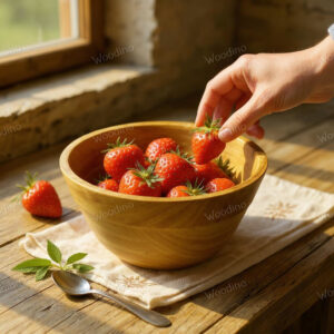 Handcrafted 10x5 Inch Mango Wood Bowl | Yellow Finish Salad & Fruit Serving Bowl