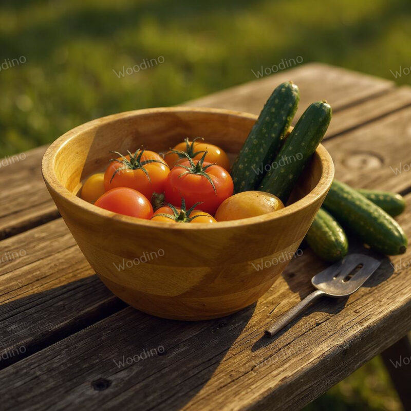 Handcrafted 10x5 Inch Mango Wood Bowl | Yellow Finish Salad & Fruit Serving Bowl