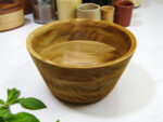 Handcrafted 10x5 Inch Mango Wood Bowl | Yellow Finish Salad & Fruit Serving Bowl