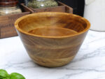 Handcrafted 10x5 Inch Mango Wood Bowl | Yellow Finish Salad & Fruit Serving Bowl