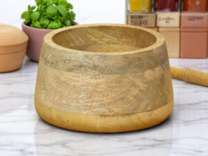 Woodino Mango Wood Storage Jar | 15x11 cm Multipurpose Organizer Container for Snacks, Fruits, Jewelry & More