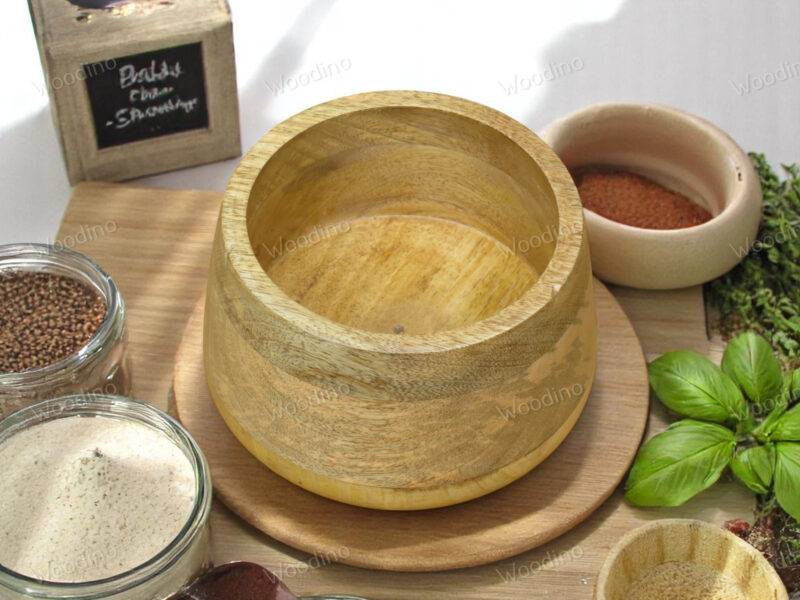 Woodino Mango Wood Storage Jar | 15x11 cm Multipurpose Organizer Container for Snacks, Fruits, Jewelry & More