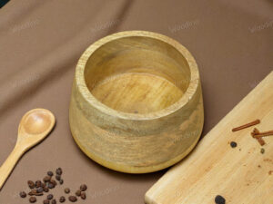 Woodino Mango Wood Storage Jar | 15x11 cm Multipurpose Organizer Container for Snacks, Fruits, Jewelry & More