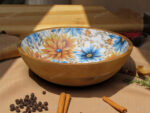 Woodino Mango Wood Salad Bowl with Inner Resin Art – Decorative Serving Bowl for Dry Items, Snacks, Fruits – Handcrafted with Epoxy Clear Layer (10x3 Inch)
