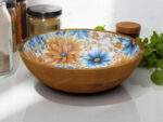 Woodino Mango Wood Salad Bowl with Inner Resin Art – Decorative Serving Bowl for Dry Items, Snacks, Fruits – Handcrafted with Epoxy Clear Layer (10x3 Inch)