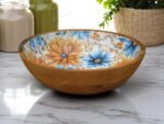 Woodino Mango Wood Salad Bowl with Inner Resin Art – Decorative Serving Bowl for Dry Items, Snacks, Fruits – Handcrafted with Epoxy Clear Layer (10x3 Inch)