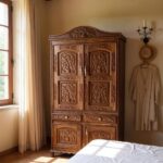 Sheesham Wood Almirah Wardrobe – Hand-Carved 4 Door Wooden Storage Cabinet (6.5 ft x 3.5 ft, 21" Depth, Natural Polish)