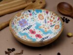 Woodino Mango Wood Salad Bowl with Inner Resin Art – Decorative Serving Bowl for Dry Items, Snacks, Fruits – Handcrafted with Epoxy Clear Layer (10x3 Inch)