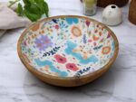 Woodino Mango Wood Salad Bowl with Inner Resin Art – Decorative Serving Bowl for Dry Items, Snacks, Fruits – Handcrafted with Epoxy Clear Layer (10x3 Inch)
