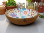 Woodino Mango Wood Salad Bowl with Inner Resin Art – Decorative Serving Bowl for Dry Items, Snacks, Fruits – Handcrafted with Epoxy Clear Layer (10x3 Inch)