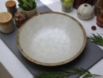 Woodino Mango Wood Salad Bowl with Inner Resin Art – Mother of Pearl Look – Decorative Serving Bowl for Dry Items, Snacks, Fruits – Handcrafted with Epoxy Clear Layer (9x3 Inch)
