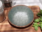 Woodino Mango Wood Salad Bowl with Inner Resin Art – Mother of Pearl Look – Decorative Serving Bowl for Dry Items, Snacks, Fruits – Handcrafted with Epoxy Clear Layer (9x3 Inch - Grey