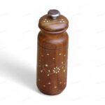 Sheesham wooden bottle without joints with white inlay