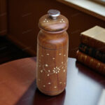 Sheesham wooden bottle without joints with white inlay