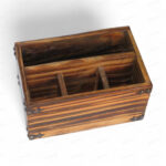 Vintage Pine Wood Cutlery Stand – Multipurpose Organizer for Kitchen, Dining & Office (9x6x4.5 in)