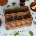 Vintage Pine Wood Cutlery Stand – Multipurpose Organizer for Kitchen, Dining & Office (9x6x4.5 in)