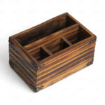 Vintage Pine Wood Cutlery Stand – Multipurpose Organizer for Kitchen, Dining & Office (9x6x4.5 in)