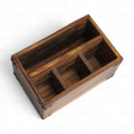 Vintage Pine Wood Cutlery Stand – Multipurpose Organizer for Kitchen, Dining & Office (9x6x4.5 in)