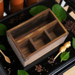 Vintage Pine Wood Cutlery Stand – Multipurpose Organizer for Kitchen, Dining & Office (9x6x4.5 in)