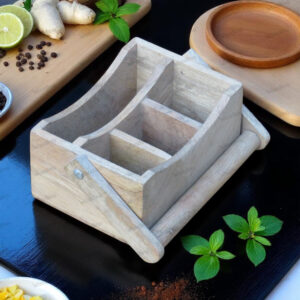 mango wood cutlery holder, wooden utensil stand, multipurpose wooden rack, spoon stand, napkin holder, cutlery organizer, wooden kitchen organizer, office table organizer, rustic cutlery rack, handcrafted utensil holder, mango wood decor, dining table organizer, pen and spoon holder