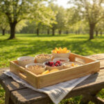 Woodino Teak Wood Serving Tray – Large Breakfast & Snack Tray with Natural Polish, Big Size Wooden Platter for Home, Restaurant & Cafe Serving (18×12 Inch)