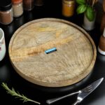 Woodino Round Mango Wood Tray | 11-Inch Wooden Serving & Decor Platter | Rustic Tray for Kitchen, Coffee Table & Home Decor