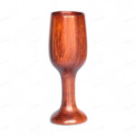 Woodino Sheesham Wood Wine Glass | Single Block Plain | No Joints | Handcrafted Natural Wooden Goblet