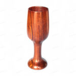 Woodino Sheesham Wood Wine Glass | Single Block Plain | No Joints | Handcrafted Natural Wooden Goblet