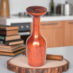 Woodino Sheesham Wood Wine Glass | Single Block Plain | No Joints | Handcrafted Natural Wooden Goblet
