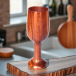 Woodino Sheesham Wood Wine Glass | Single Block Plain | No Joints | Handcrafted Natural Wooden Goblet