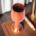 Woodino Sheesham Wood Wine Glass | Single Block Plain | No Joints | Handcrafted Natural Wooden Goblet
