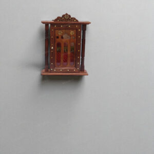 Woodino Sheesham Wood Wall Key Holder Box – Handcrafted Almirah Design with Brass Inlay, Vintage Wooden Key Cabinet, Wall Hanging Organizer, 11x6.5x2.5 Inch – Brown