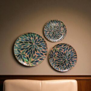 Woodino Premium Wooden Resin Art Wall Plates – Set of 3 | Decorative Vintage Collage Wall Hanging Plates