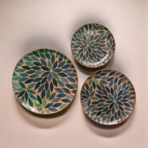 Woodino Premium Wooden Resin Art Wall Plates – Set of 3 | Decorative Vintage Collage Wall Hanging Plates