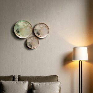 Woodino Premium Wooden Resin Art Wall Plates – Set of 3 | Decorative Vintage Collage Wall Hanging Plates