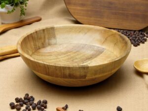 Mango Wood Mixing Bowl Stylish Wooden Big Bowl for Salad, Fruits, Snacks & Curries (10x3 Inch)