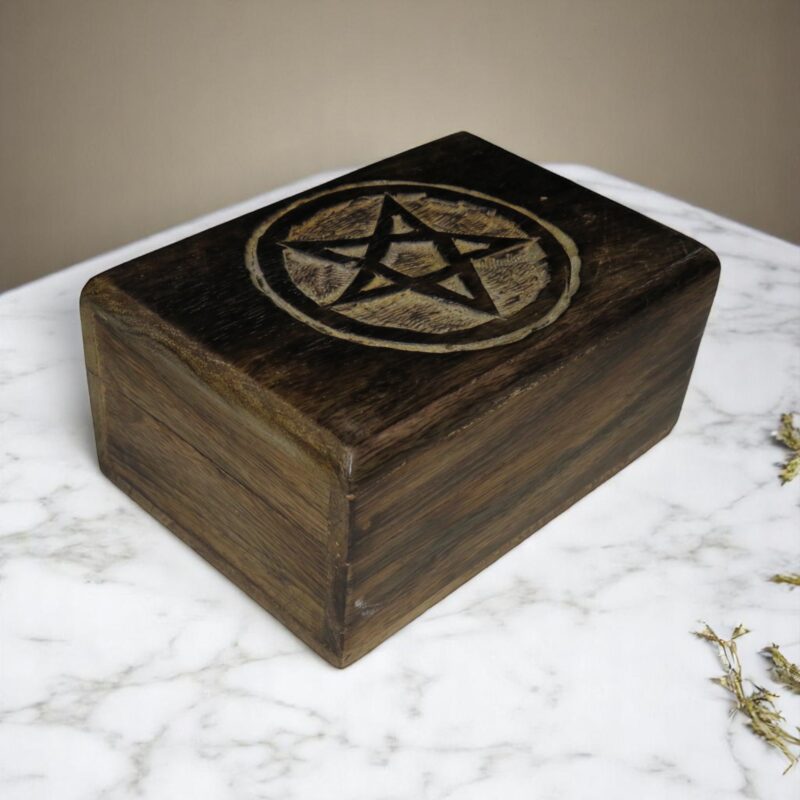 Woodino Mango Wood Jewellery Box – Multipurpose Storage with Star Carving Work