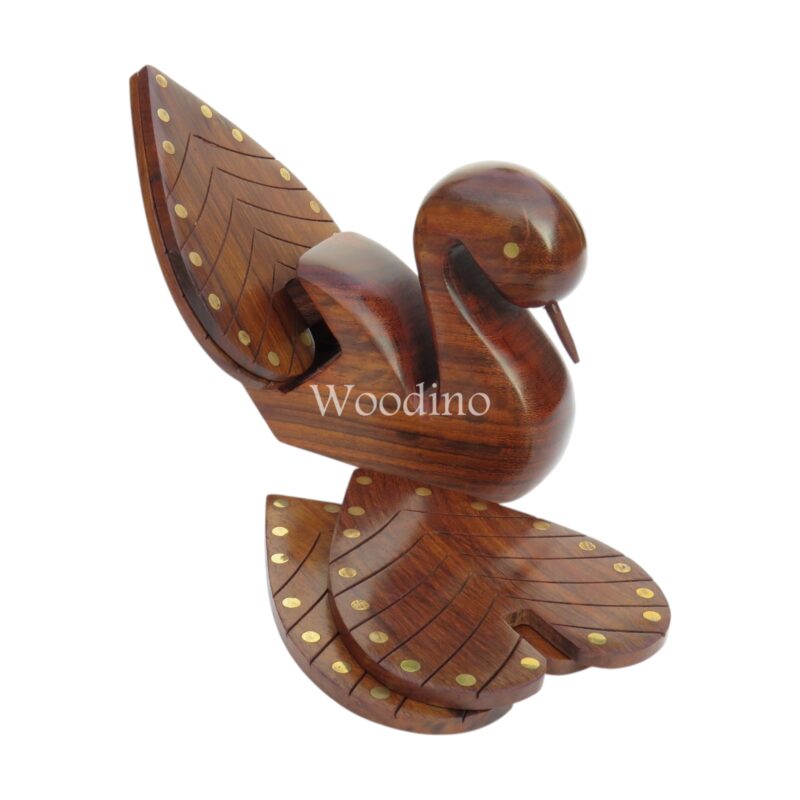 Woodino Woodino Sheesham Wood Coaster Set of 4 with Duck Shape Holder – Wooden Desk Organizer & Home Décor